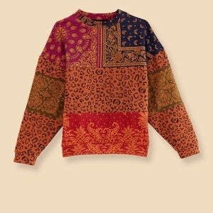 NWT FARM RIO Bandana Dream Mixed Leopard Texture Sweatshirt XS